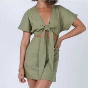 Princess Polly Kiss Land Tie Front Mini Dress FLAWED